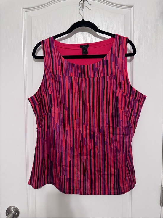 Ann Taylor Factory Tops - Ann Taylor Factory Pink & Purple Striped Scoop Neck Tank